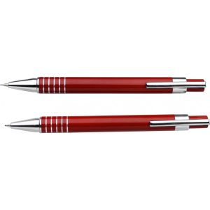 Schreibset aus Aluminium/Metall Yolanda, Rot