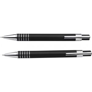 Schreibset aus Aluminium/Metall Yolanda, Schwarz